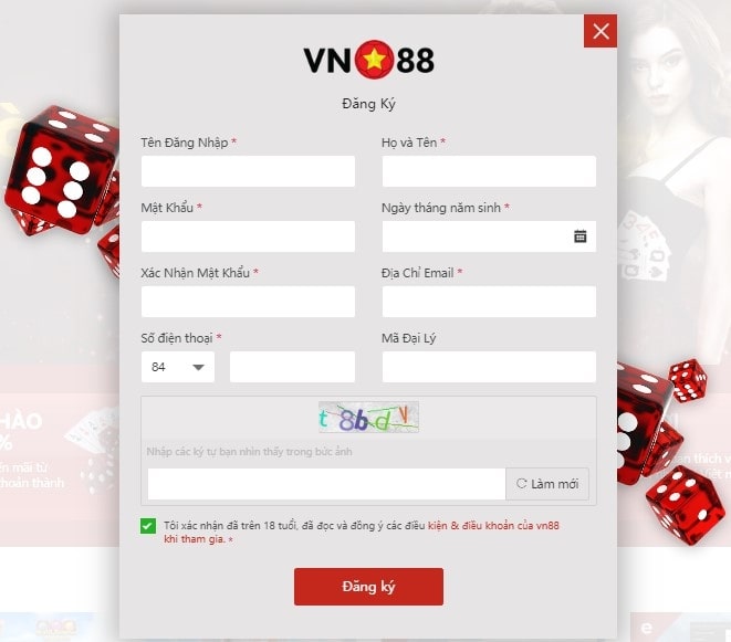 Đăng ký tài khoản tại VN88 rất đơn giản